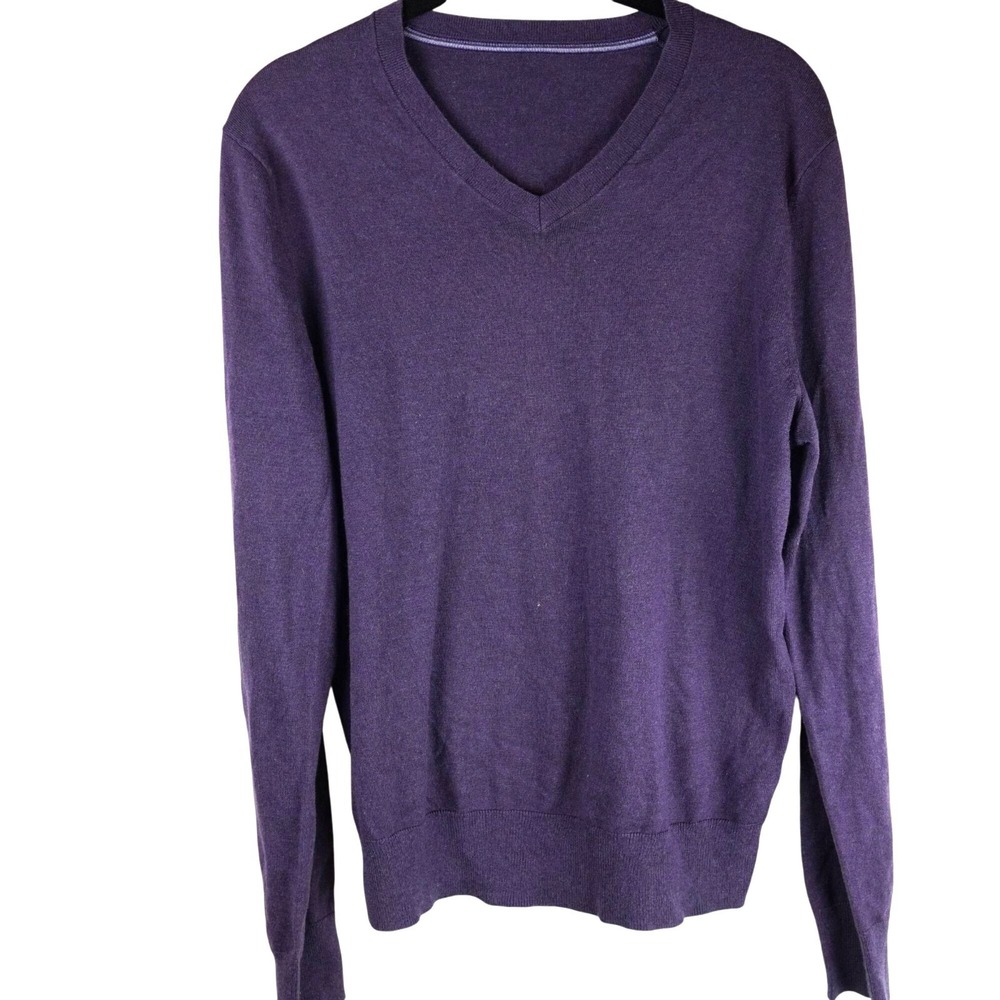 Banana Republic Luxury Blend Silk Cotton Cashmere V-Neck Sweater Purple Sz‎ M
